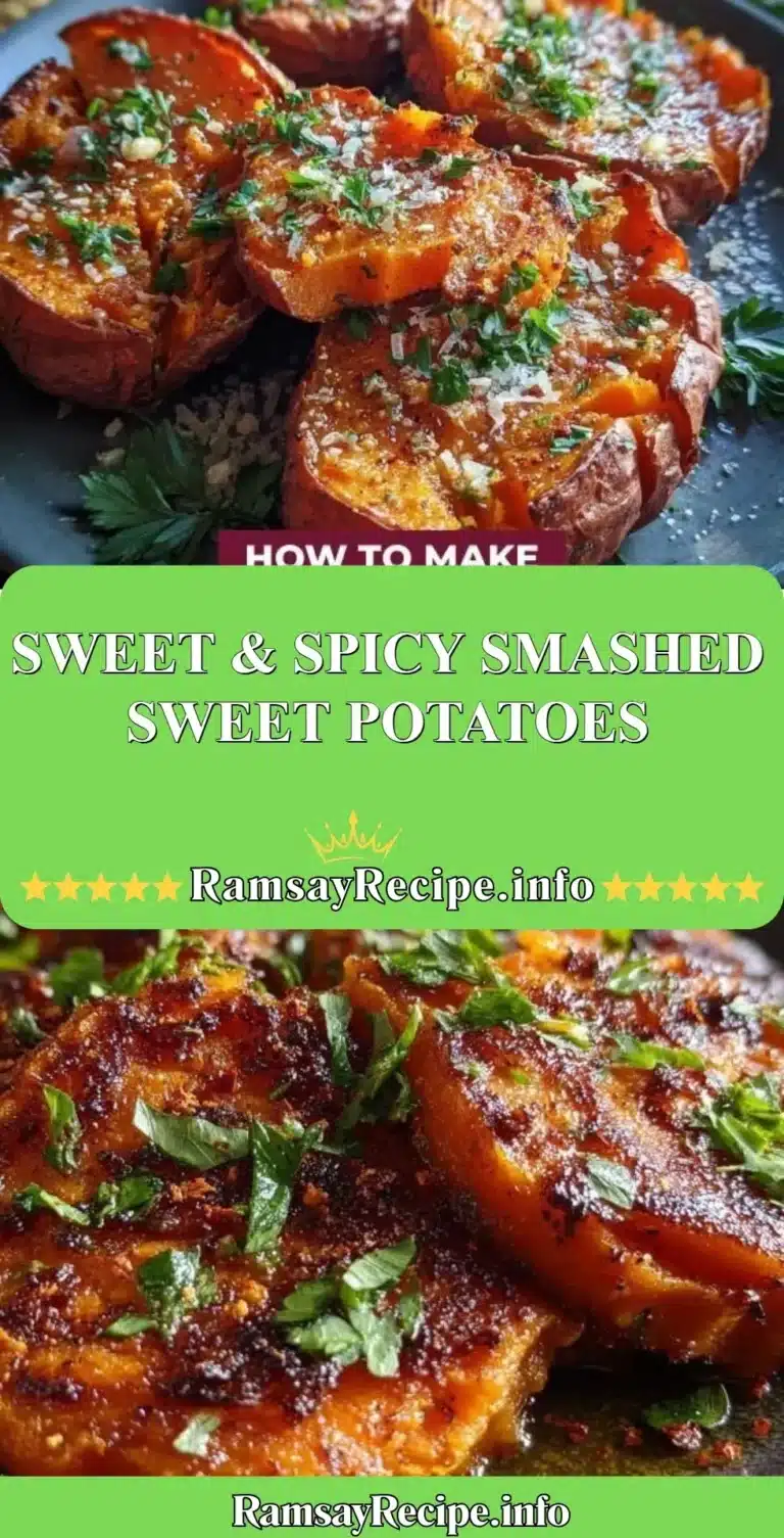 Sweet & Spicy Smashed Sweet Potatoes 4 Plate of sweet & spicy smashed sweet potatoes with herbs