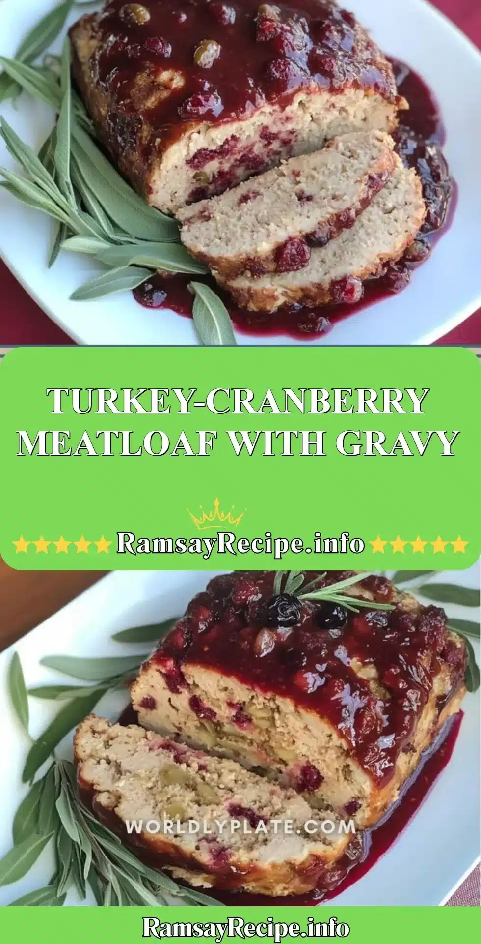 Turkey-Cranberry Meatloaf served with rich gravy