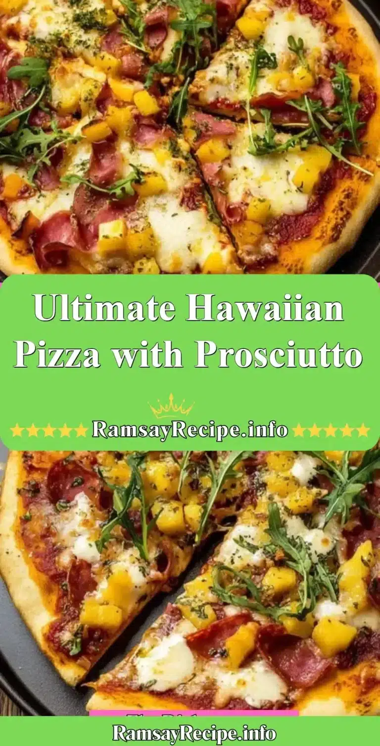 Ultimate Hawaiian pizza topped with prosciutto, pineapple, and cheese.