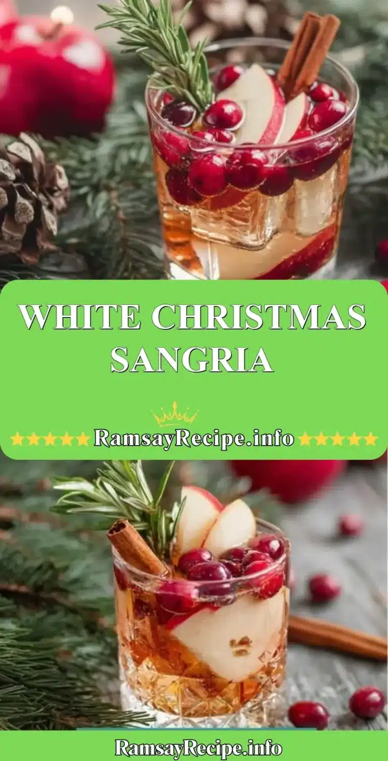 Delicious White Christmas Sangria served in a festive holiday setting.